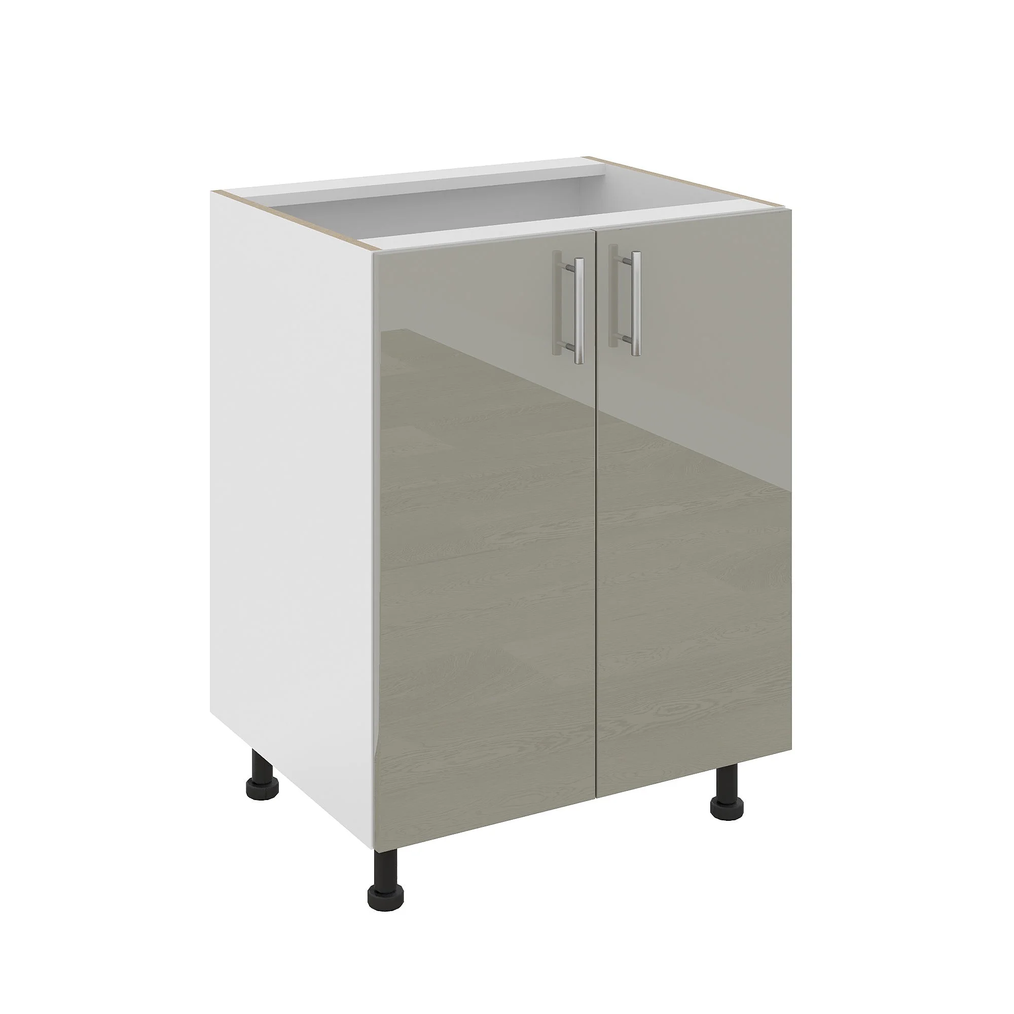 Corp Baza Karo, 2 Usi, Gri Lucios/Alb, MDF, 60 x 50 x 80 cm