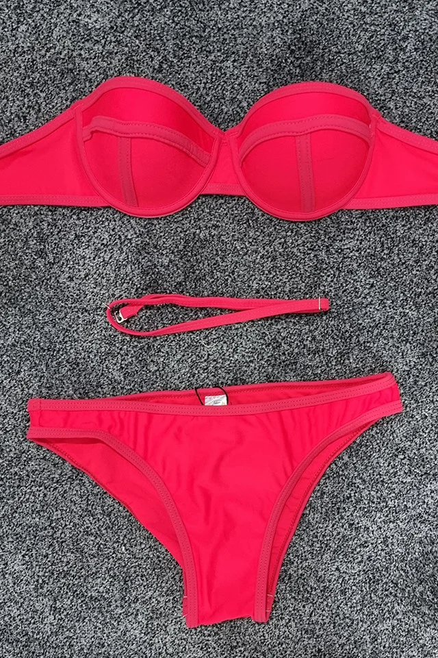 Costum de baie doua piese Sunshine rosu neon