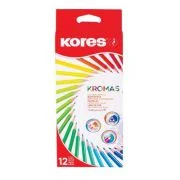 Creioane colorate Kores Kromas triunghiulare, 3 mm, 12 culori