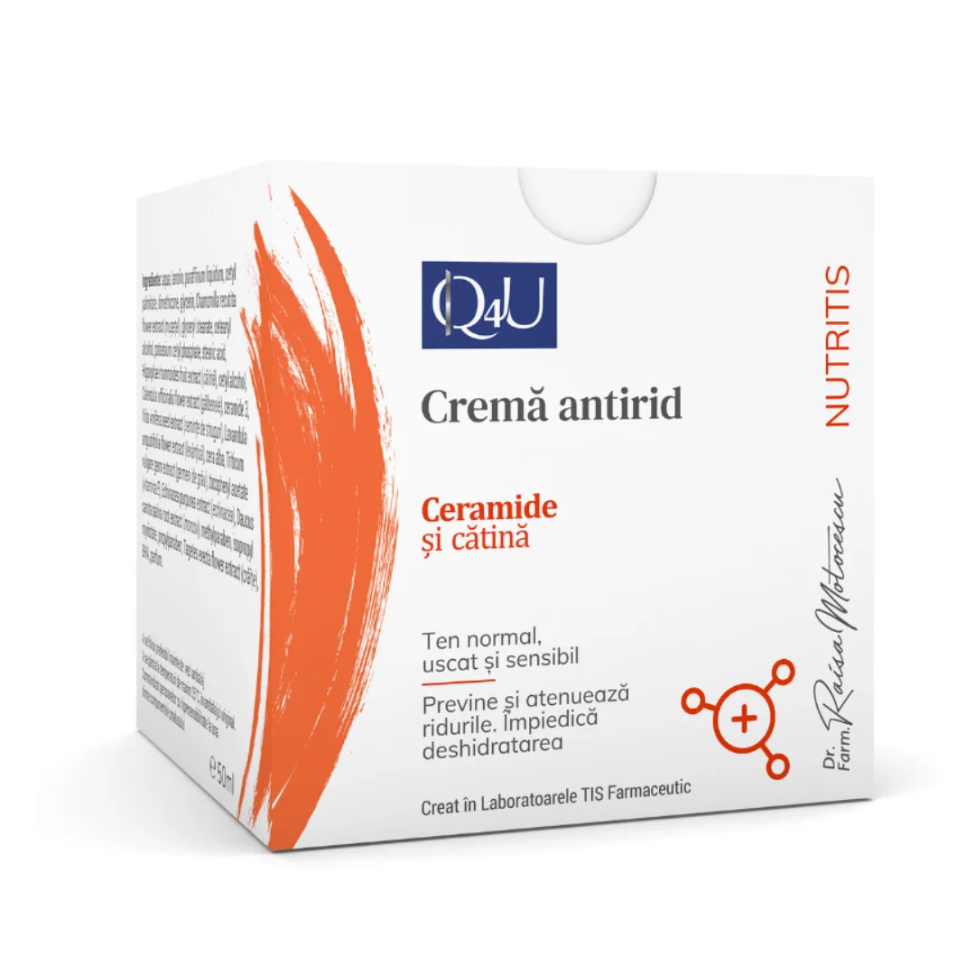 Crema antirid cu ceramide si catina Nutris Q4U, 50 ml, Tis Farmaceutic