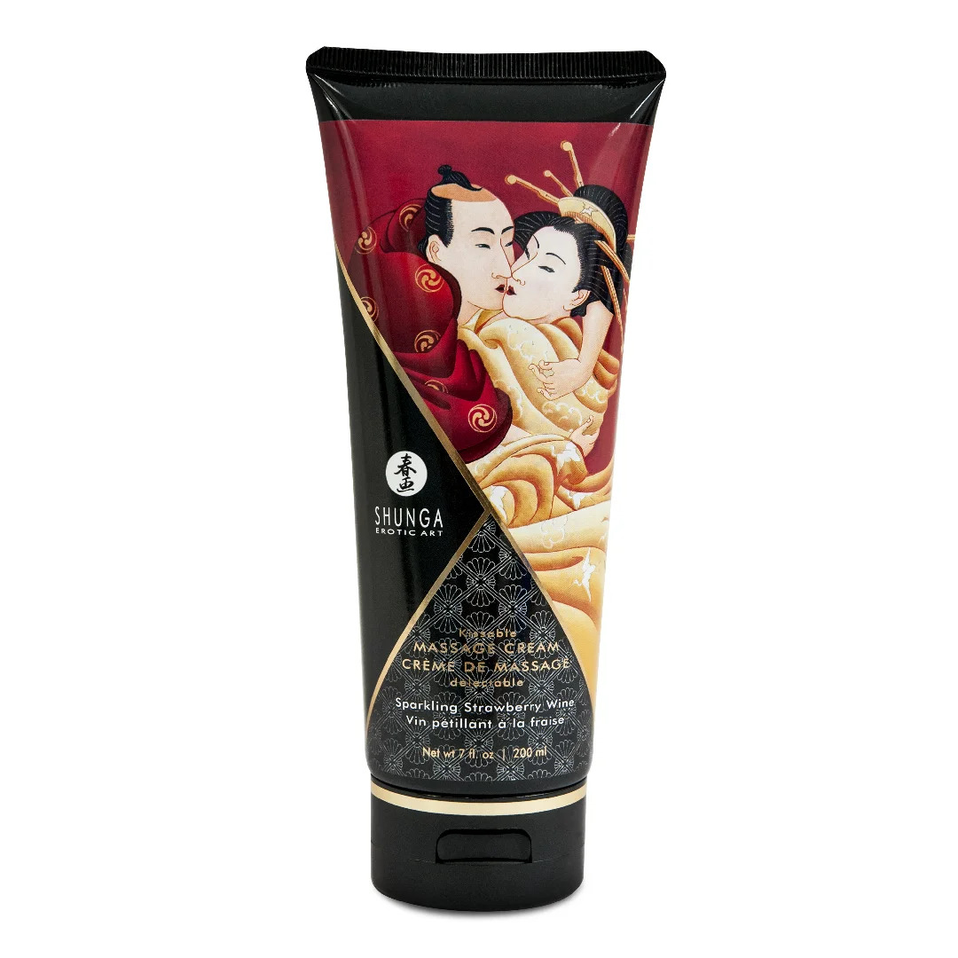 Crema masaj erotic Delectable Strawberry, 200ml, Shunga Erotic Art