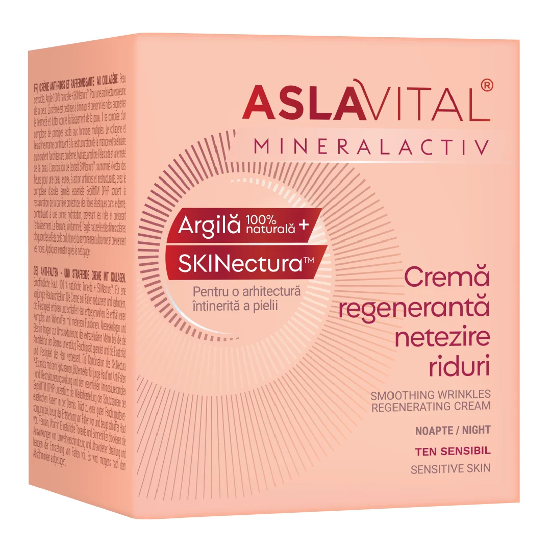 Cremă regenerantă de noapte pentru netezirea ridurilor, ten sensibil, 50ml, Aslavital