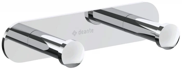 Cuier de baie crom lucios, cu 2 agatatori, fixari ascunse, Deante Jasmin