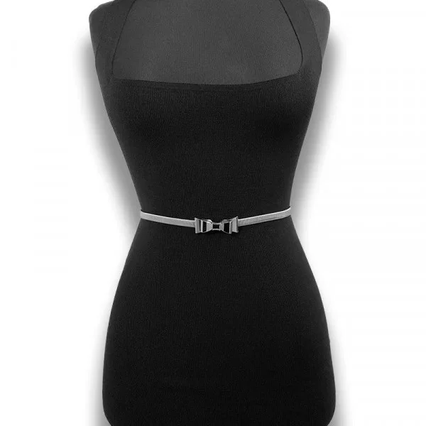 Curea metalica elastica Mesa, catarama - fundita, Argintiu