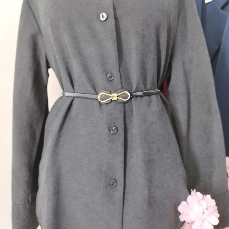 Curea subtire, elastica, cu accente aurii MireLL, Fundita Neagra