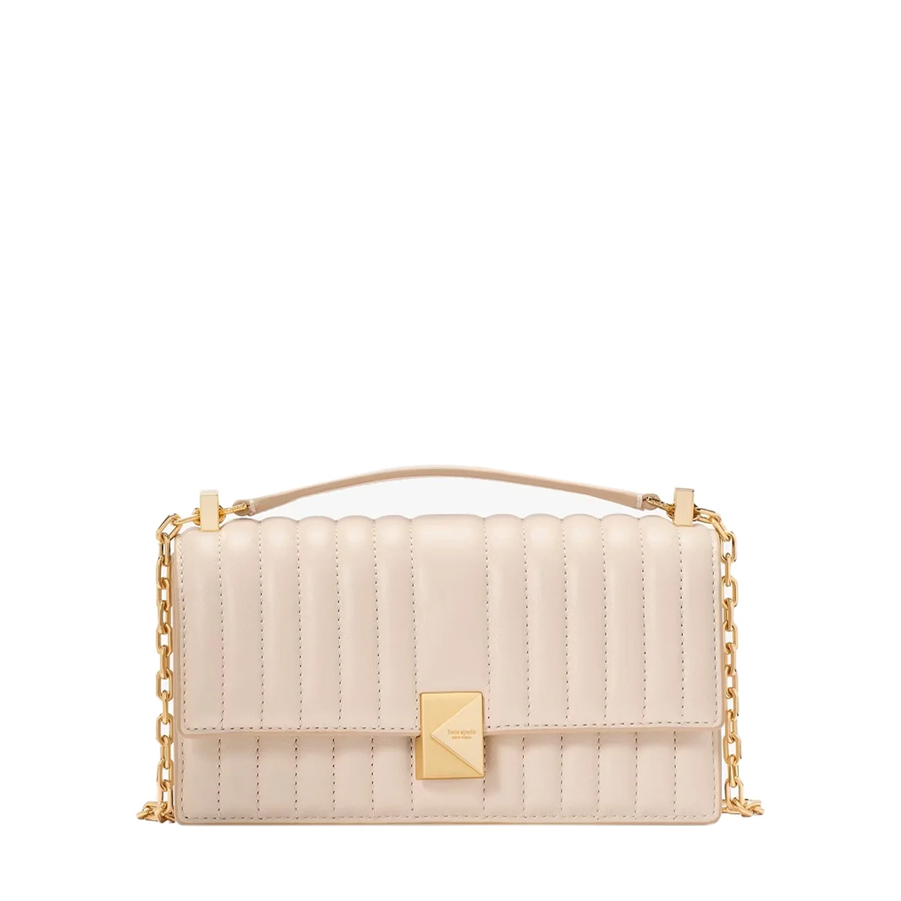 Deco quilted mini flap chain crossbody milk glass