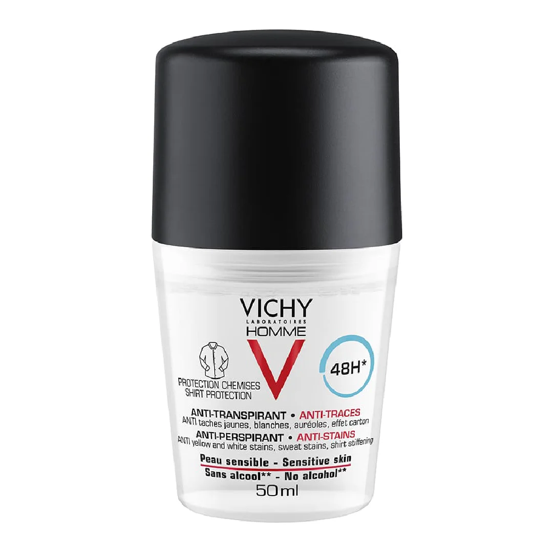 Deodorant roll-on Homme, anti-stains 48h, 50ml, Vichy