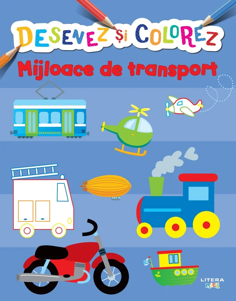 Desenez si colorez. Mijloace de transport