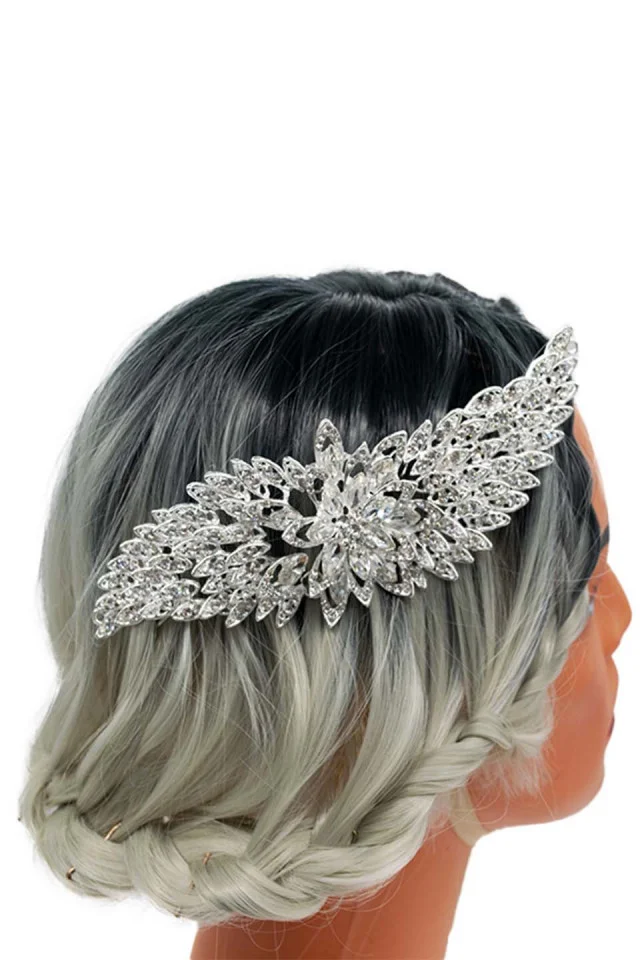 Diadema de par Lora, cu pietre semipretioase, argintie, DL012