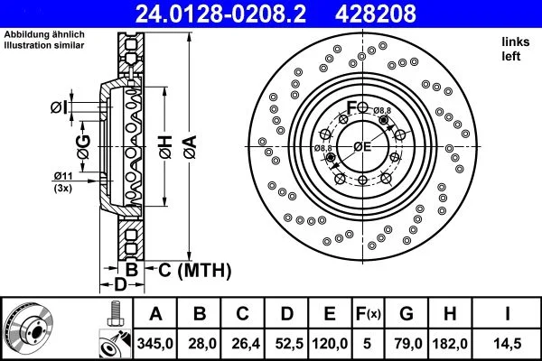 Disc frana ATE 24.0128-0208.2