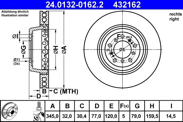 Disc frana ATE 24.0132-0162.2