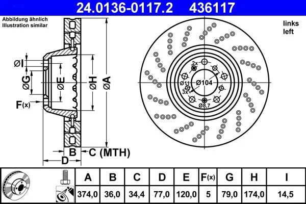 Disc frana ATE 24.0136-0117.2