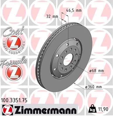 Disc frana ZIMMERMANN 100.3351.75