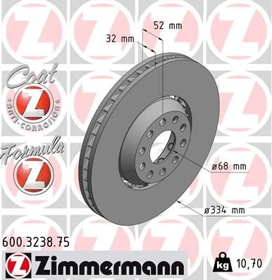 Disc frana ZIMMERMANN 600.3238.75