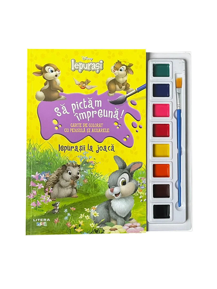 Disney. Iepurasi. Sa pictam impreuna! Iepurasii la joaca. Carte de colorat cu pensula si acuarele