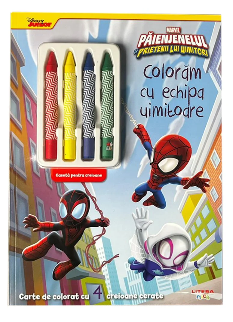Disney. Marvel. Paienjenelul si prietenii lui uimitori. Coloram cu echipa uimitoare. Carte de colorat cu 4 creioane cerate
