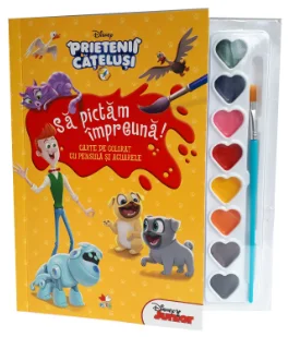 Disney. Prietenii cățeluși. Să pictăm împreună! Carte de colorat cu pensulă și acuarele