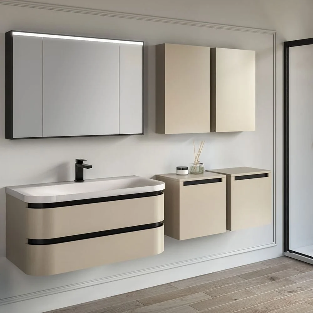 Dulap baie suspendat bej mat 45 cm cu o usa KolpaSan Vittoria