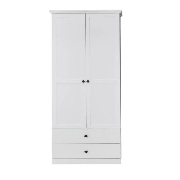 Dulap BRANDSON, 2 usi, 2 sertare, alb, 81x41x196 cm