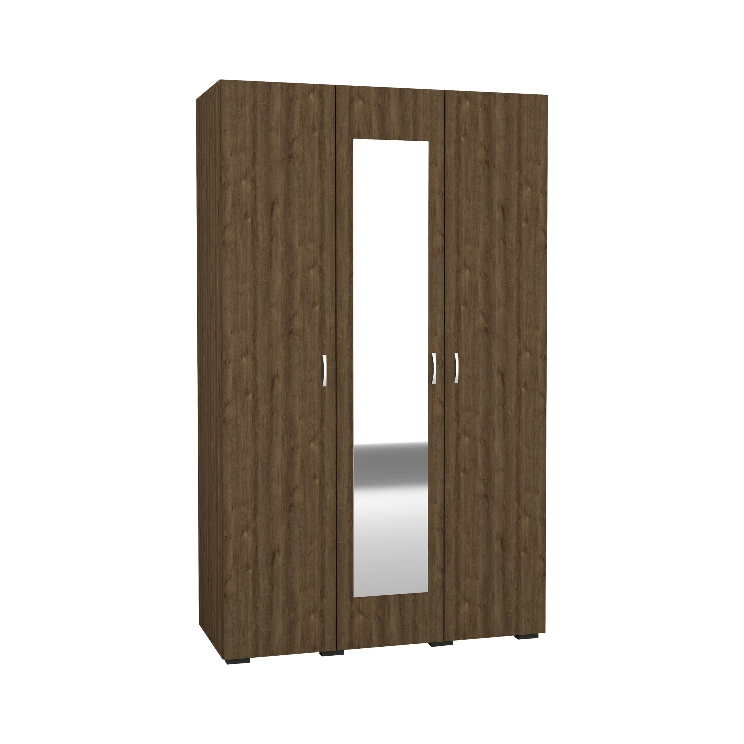 Dulap Nero, 3 Usi, oglinda, Stejar Bronz, 120 x 52 x 200 cm