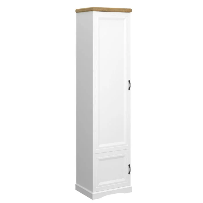 Dulap RIVA, 2 usi, 5 rafturi, alb + stejar harbor, 52,4x41x212,6 cm