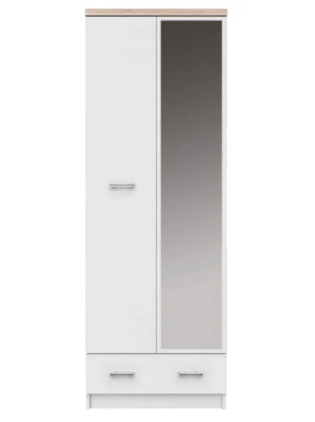 Dulap TOP MIX, 2 usi, 1 sertar, oglinda, alb, 60x33x183 cm