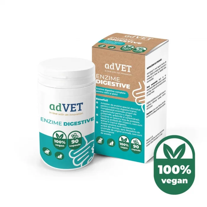 Enzime digestive, supliment alimentar pentru caini si pisici, flacon x 90 cps