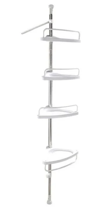 Etajera colt pentru baie si dus, 4 rafturi montare pe colt / Etajera telescopica 100-260 cm