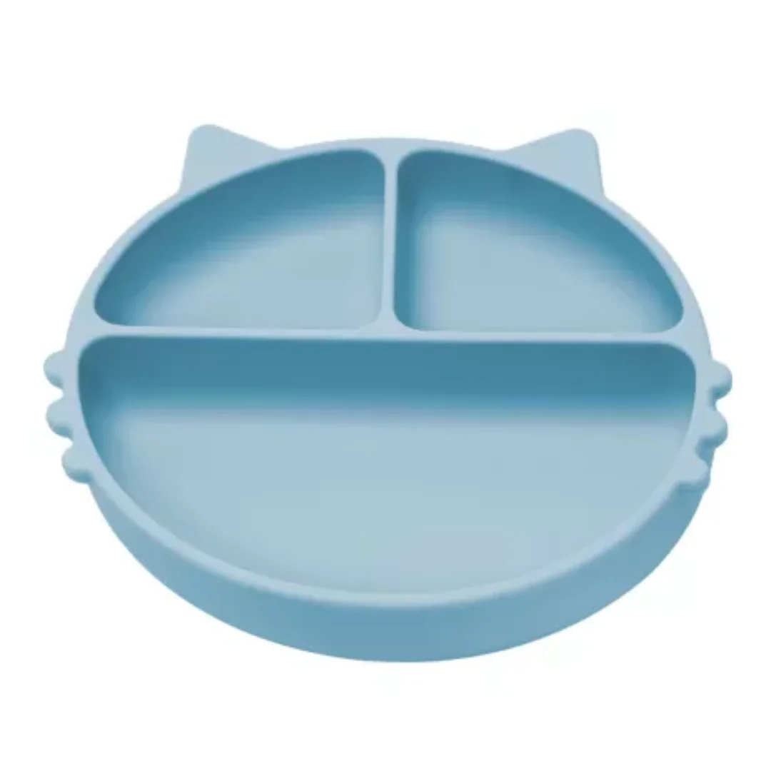 Farfurie compartimentata din silicon Kitty, 6 luni+, Aqua Blue, Appekids