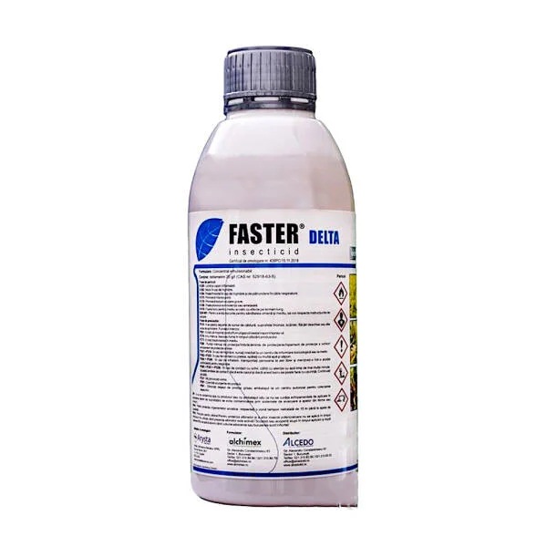 Faster Delta 100 ml insecticid contact (cereale, floarea soarelui, porumb, rapita, vita de vie, cartof, lucerna, sfecla de zahar, vinete, tomate, salata, cires, prun, mar, cais, piersic)