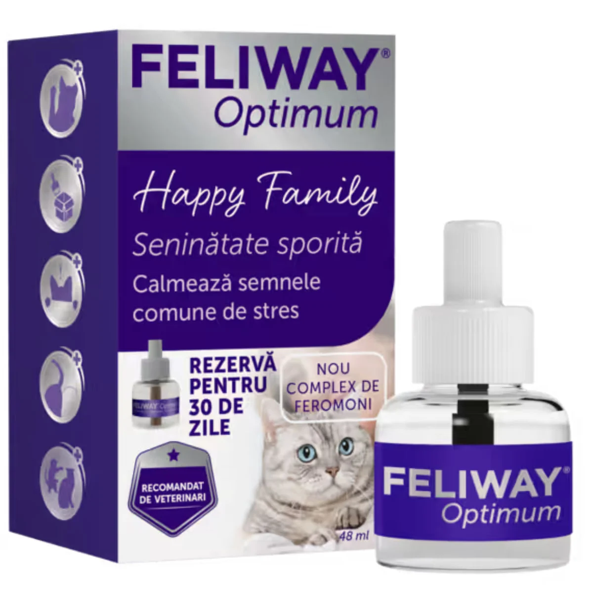 FELIWAY Optimum Rezervă diffuser, feromoni, sistem nervos & calmante pisici, 48ml