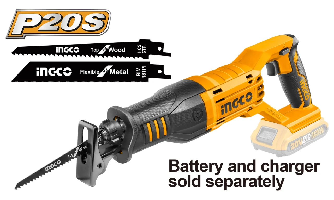 Fierastrau Sabie 20V, 2800rpm, fara acumulator P20S, Ingco CRSLI1151