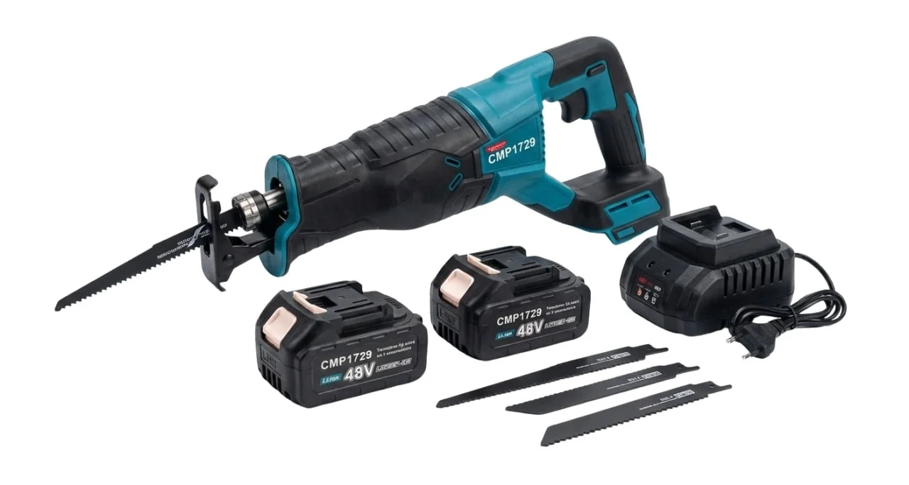 Fierastrau sabie 48v, cu 2 acumulatori Li-Ion, accesorii incluse, valiza transport, 4 lame incluse Campion CMP1729