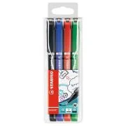 Fineliner Stabilo Sensor, 0. 7 mm, 4 culori/set, verde, rosu, albastru, negru, etui plastic
