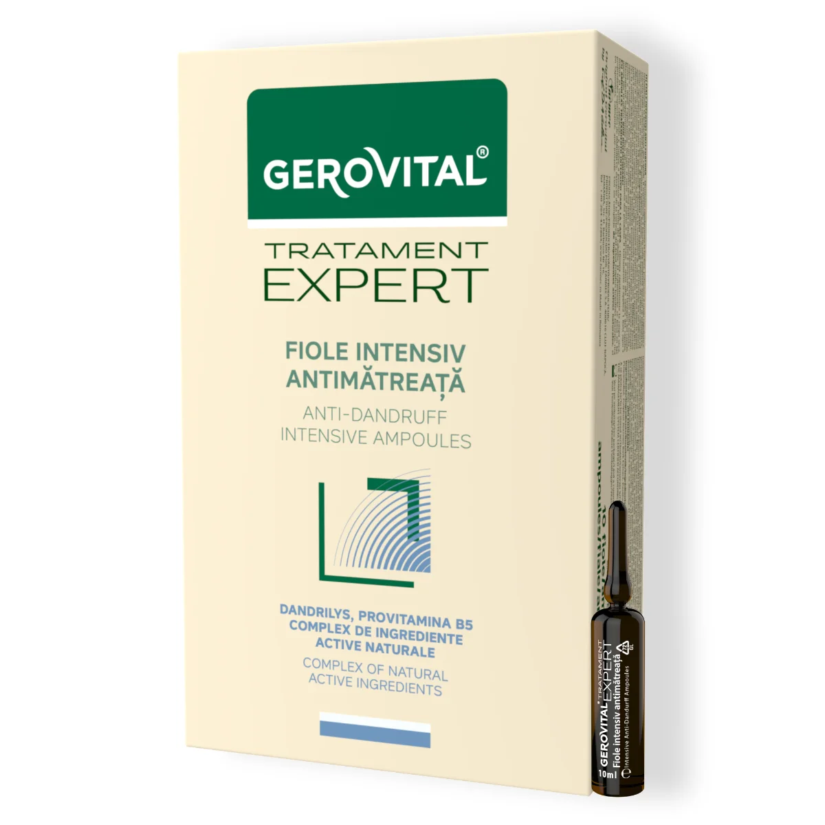 Fiole Antimătreață - Tratament Intensiv Pentru Mătreață Uscată Sau Grasă, Gerovital Tratament Expert, 10 Fiole X 10 Ml
