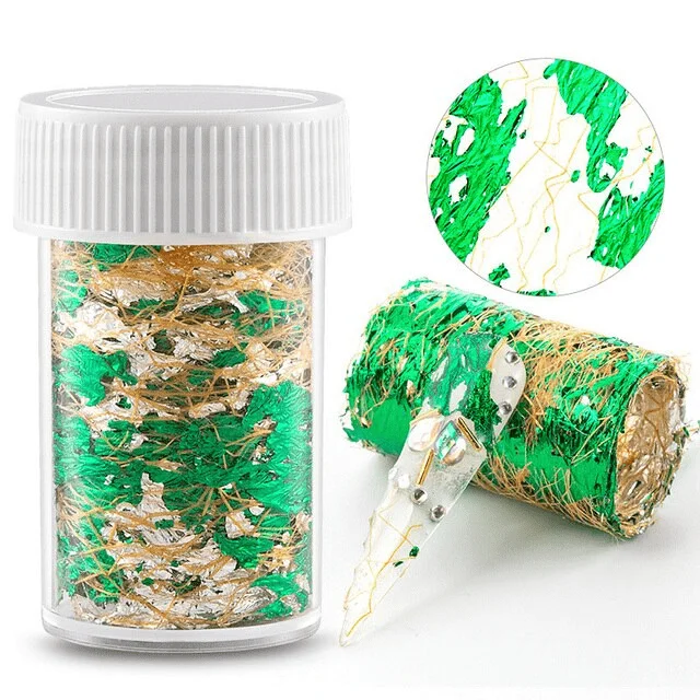 Foita decor unghii 4x50cm. Q006 Green+Gold - Q006 - Everin.ro