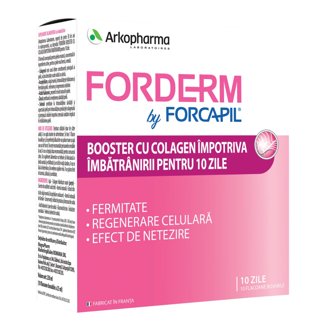 Forderm booster cu colagen by Forcapil, 10 fiole, Arkopharma