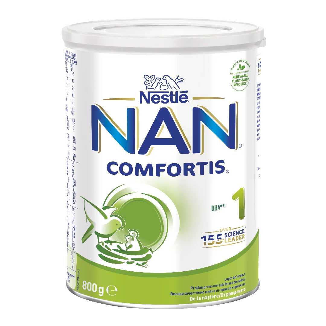 Formula lapte de inceput pentru sugari Nan 1 Comfortis, +0 luni, 800 g, Nestle