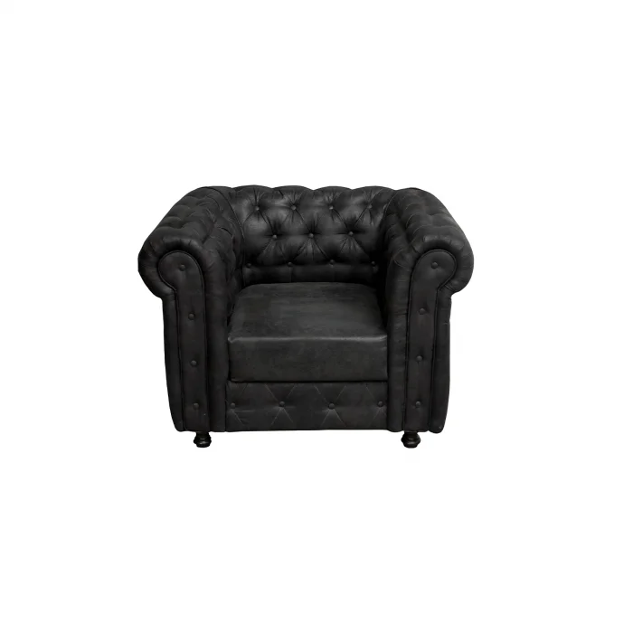 Fotoliu CHESTERFIELD cu arcuri, negru, 105x90x80 cm