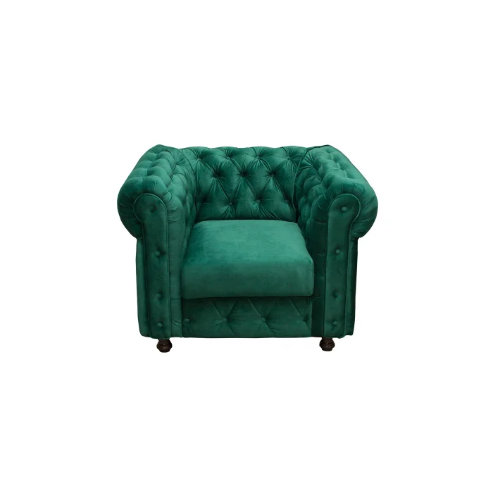 Fotoliu CHESTERFIELD cu arcuri, verde, 105x90x80 cm