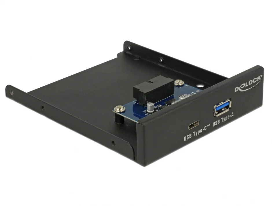 Front Panel 3.5" USB 3.1 Gen 1 cu 1 x USB-A + 1 x USB-C, Delock 63962