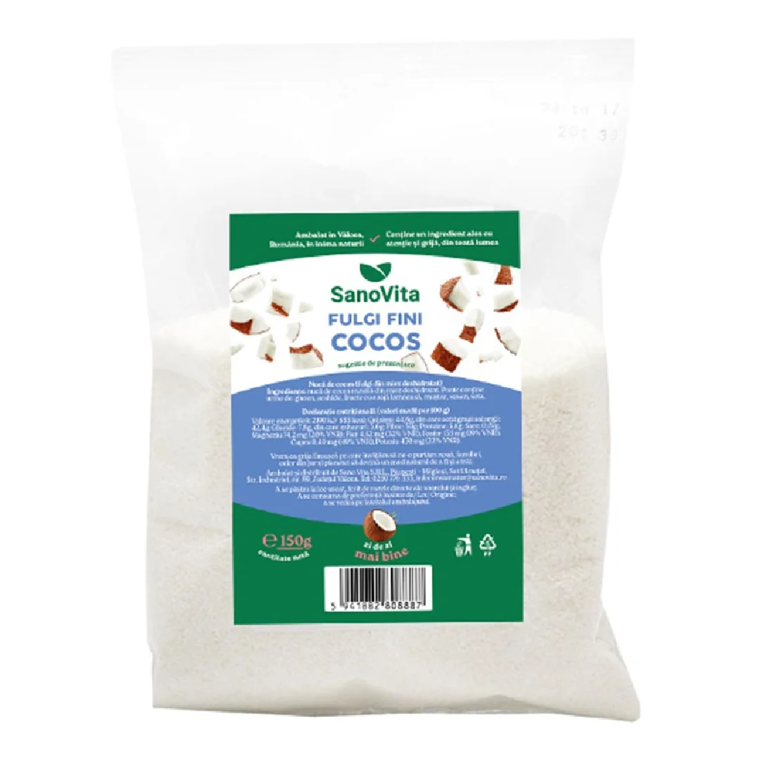 Fulgi fini de cocos, 150 g, Sanovita