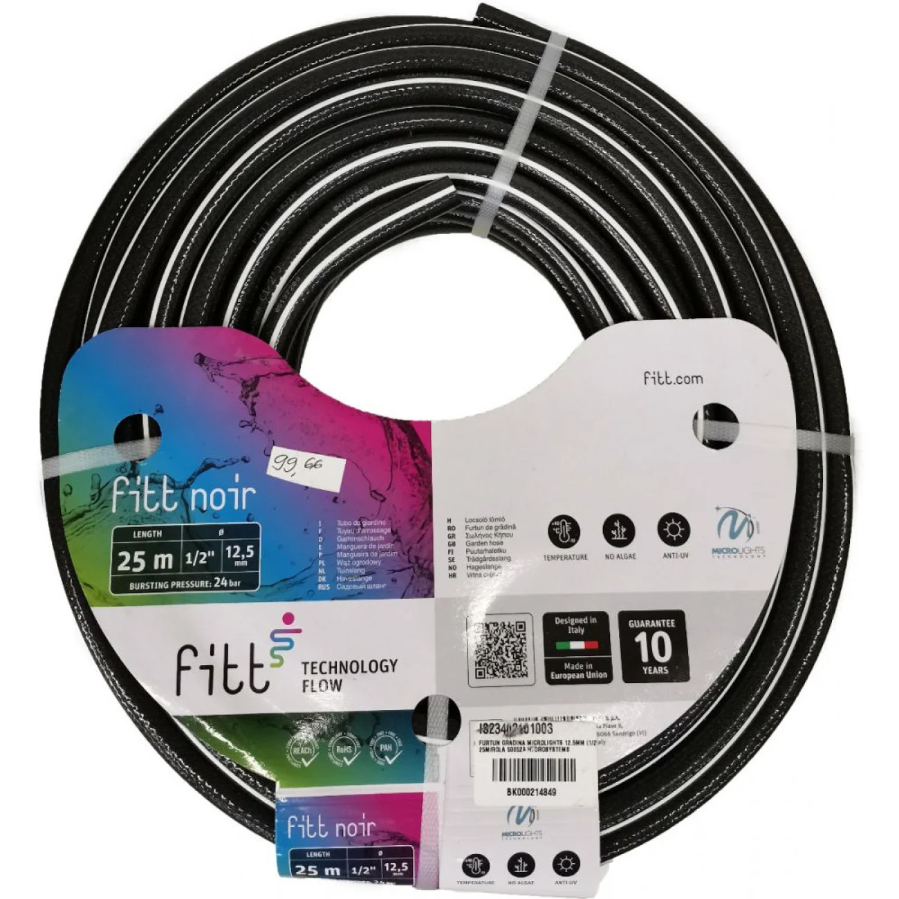 Furtun Gradina, Irigatii, Fitt Noir, 15 mm, 5/8 toli, rola 25m - 4 straturi PVC