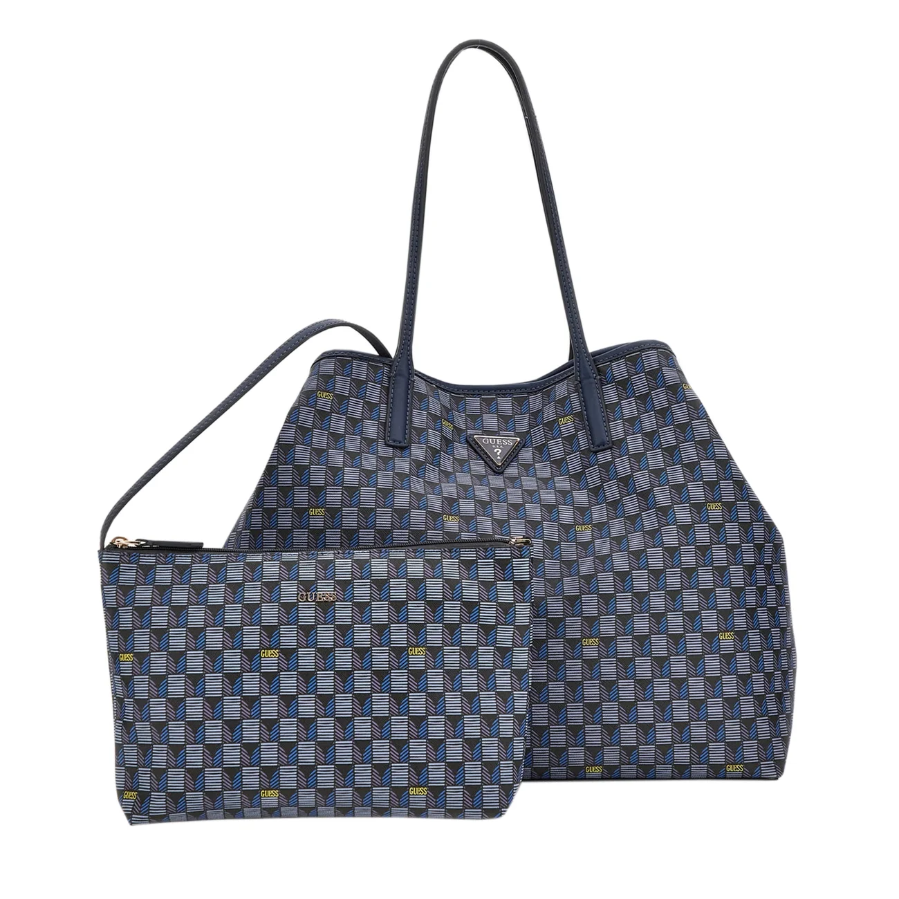 G wave geometric-print shopper blue logo