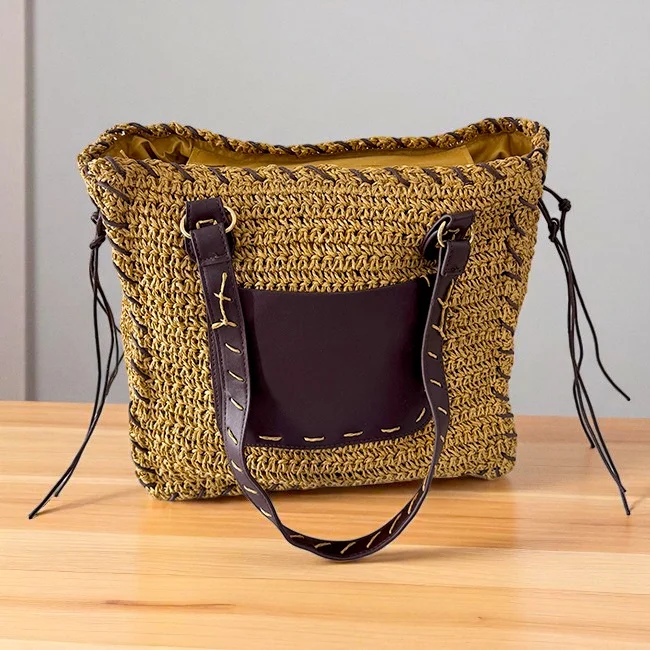 Geanta plaja NOVVA, cu buzunare si manere lungi, BEJ