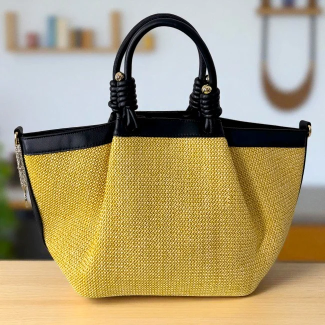 Geanta plaja tip shopper, LiLo, cu bareta detasabila si capsa magnetica, Negru