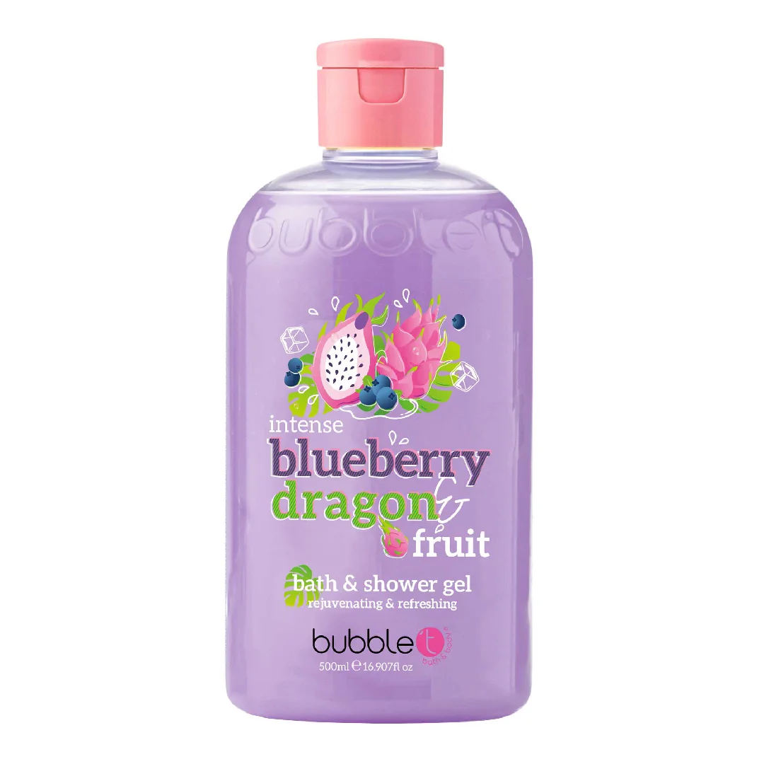 Gel de dus si baie cu aroma de afine si fructul dragonului, 500ml, Bubble T