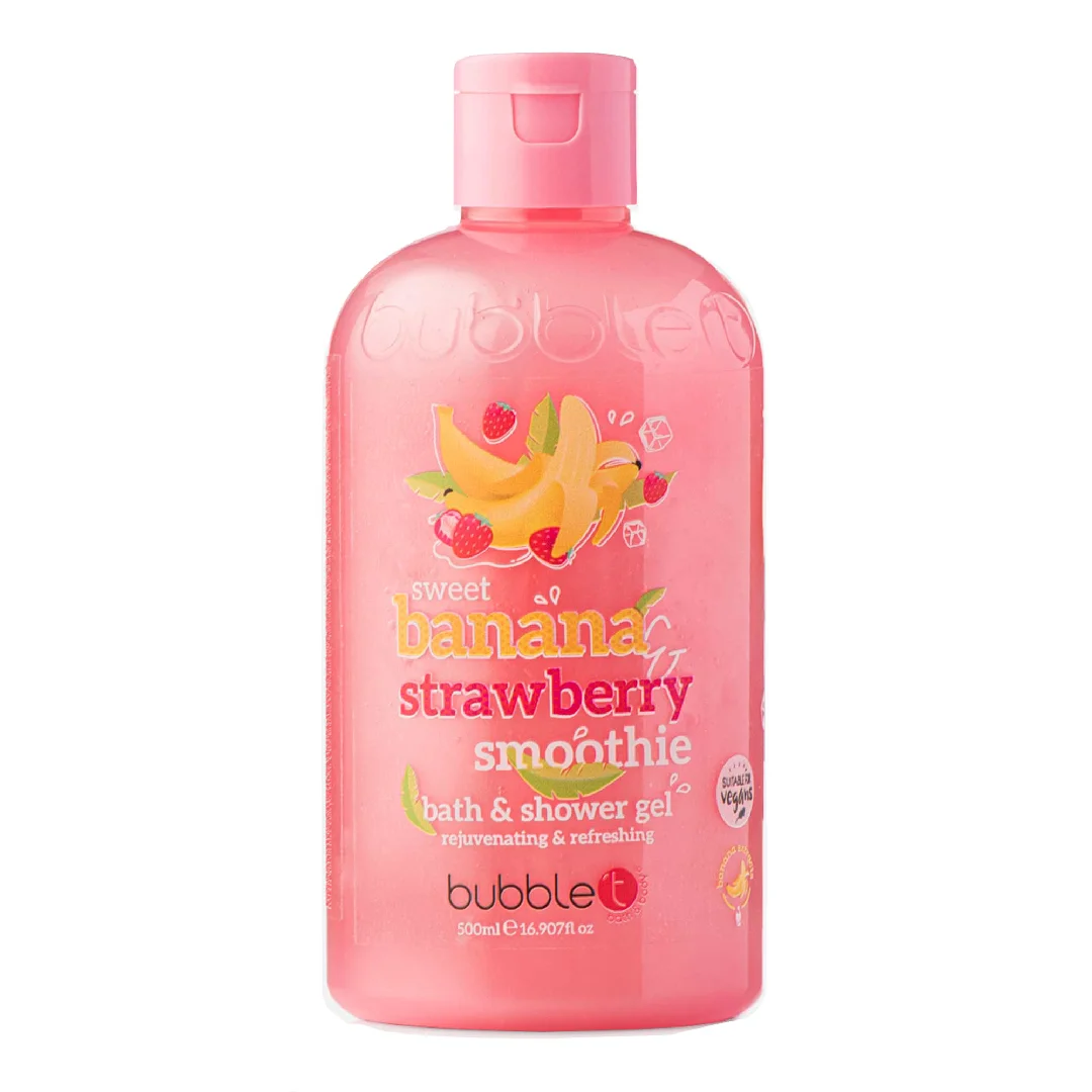 Gel de dus si baie cu aroma de capsuni si banana, 500ml, Bubble T