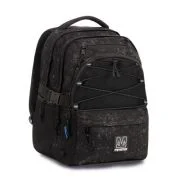 Ghiozdan Mitama, 3 compartimente, design negru, 43 x 32 x 22 cm