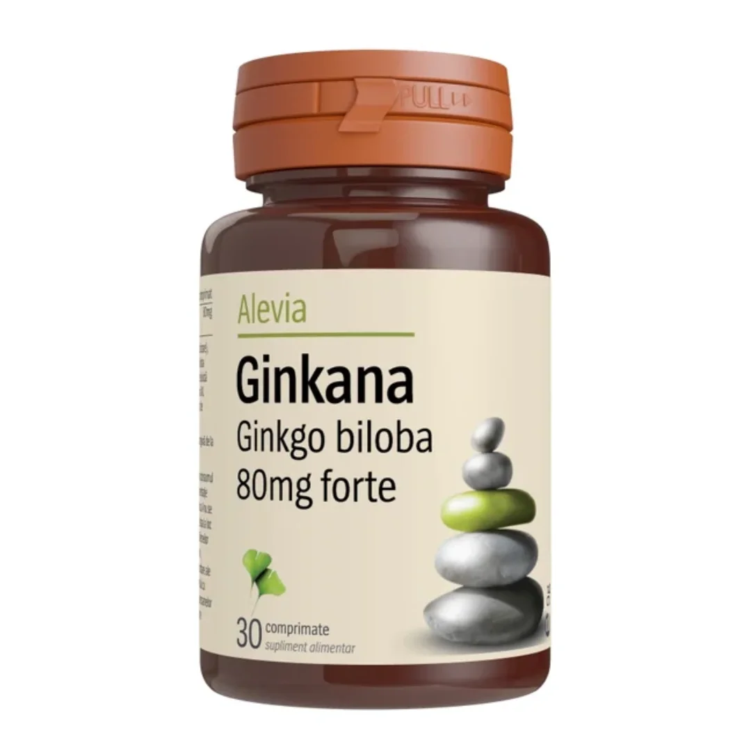 Ginkana Ginko Biloba Forte 80mg, 30 comprimate, Alevia